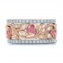 14k Rose Gold And Platinum 14k Rose Gold And Platinum Diamond And Pink Sapphire Organic Stackable Eternity Band - Front View -  101919 - Thumbnail