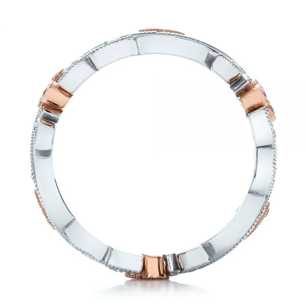 18k White Gold And 18K Gold Diamond And Pink Sapphire Organic Stackable Eternity Band - Front View - 101919