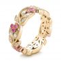 18k Yellow Gold And Platinum 18k Yellow Gold And Platinum Diamond And Pink Sapphire Organic Stackable Eternity Band - Three-Quarter View -  101919 - Thumbnail