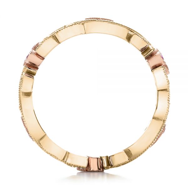 18k Yellow Gold And 18K Gold 18k Yellow Gold And 18K Gold Diamond And Pink Sapphire Organic Stackable Eternity Band - Front View - 101919
