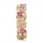 14k Yellow Gold And 18K Gold 14k Yellow Gold And 18K Gold Diamond And Pink Sapphire Organic Stackable Eternity Band - Side View -  101919 - Thumbnail