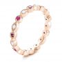14k Rose Gold 14k Rose Gold Diamond And Pink Sapphire Stackable Eternity Band - Three-Quarter View -  101898 - Thumbnail