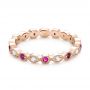 14k Rose Gold 14k Rose Gold Diamond And Pink Sapphire Stackable Eternity Band - Flat View -  101898 - Thumbnail