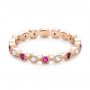 18k Rose Gold 18k Rose Gold Diamond And Pink Sapphire Stackable Eternity Band - Flat View -  101898 - Thumbnail