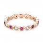 18k Rose Gold 18k Rose Gold Diamond And Pink Sapphire Stackable Eternity Band - Flat View -  101898 - Thumbnail