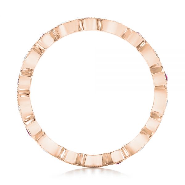 18k Rose Gold 18k Rose Gold Diamond And Pink Sapphire Stackable Eternity Band - Front View -  101898