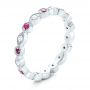 18k White Gold Diamond And Pink Sapphire Stackable Eternity Band