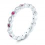  Platinum Platinum Diamond And Pink Sapphire Stackable Eternity Band - Three-Quarter View -  101898 - Thumbnail