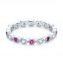 18k White Gold Diamond And Pink Sapphire Stackable Eternity Band - Flat View -  101898 - Thumbnail