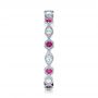 18k White Gold Diamond And Pink Sapphire Stackable Eternity Band - Side View -  101898 - Thumbnail