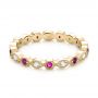 14k Yellow Gold 14k Yellow Gold Diamond And Pink Sapphire Stackable Eternity Band - Flat View -  101898 - Thumbnail