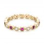 14k Yellow Gold 14k Yellow Gold Diamond And Pink Sapphire Stackable Eternity Band - Flat View -  101898 - Thumbnail
