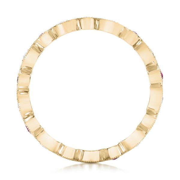 14k Yellow Gold 14k Yellow Gold Diamond And Pink Sapphire Stackable Eternity Band - Front View - 101898