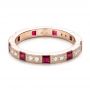 18k Rose Gold 18k Rose Gold Diamond And Ruby Stackable Eternity Band - Flat View -  101915 - Thumbnail