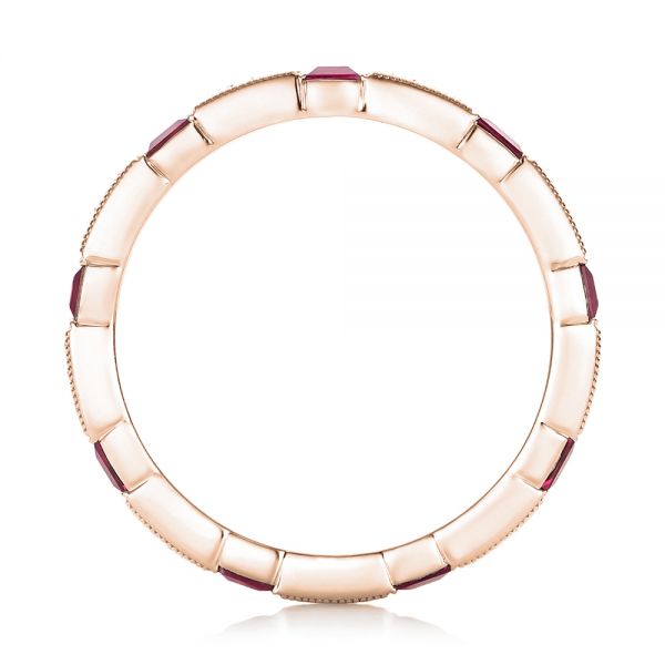 18k Rose Gold 18k Rose Gold Diamond And Ruby Stackable Eternity Band - Front View -  101915