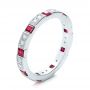 18k White Gold Diamond And Ruby Stackable Eternity Band - Three-Quarter View -  101915 - Thumbnail