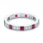 18k White Gold Diamond And Ruby Stackable Eternity Band - Flat View -  101915 - Thumbnail