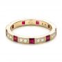 18k Yellow Gold 18k Yellow Gold Diamond And Ruby Stackable Eternity Band - Flat View -  101915 - Thumbnail