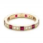 14k Yellow Gold 14k Yellow Gold Diamond And Ruby Stackable Eternity Band - Flat View -  101915 - Thumbnail