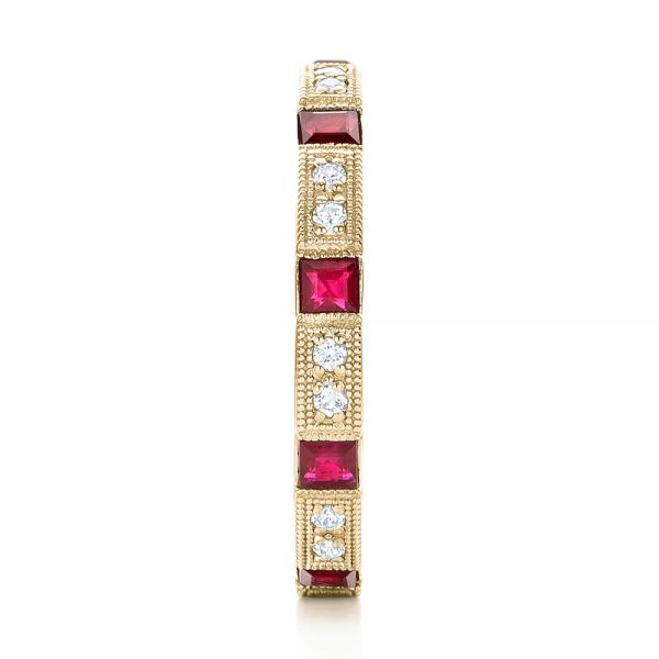 14k Yellow Gold 14k Yellow Gold Diamond And Ruby Stackable Eternity Band - Side View - 101915