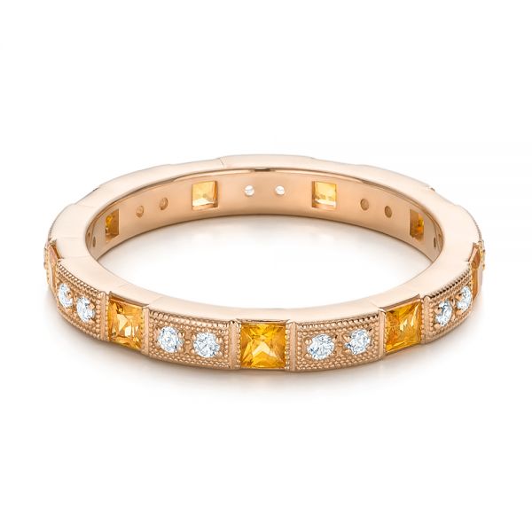 14k Rose Gold 14k Rose Gold Diamond And Yellow Sapphire Stackable Eternity Band - Flat View - 101896
