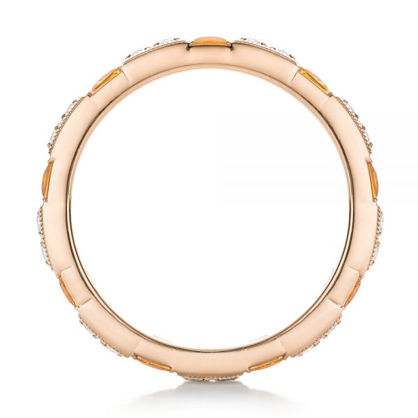 14k Rose Gold 14k Rose Gold Diamond And Yellow Sapphire Stackable Eternity Band - Front View - 101896
