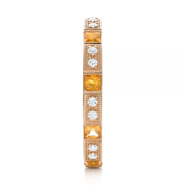 14k Rose Gold 14k Rose Gold Diamond And Yellow Sapphire Stackable Eternity Band - Side View -  101896