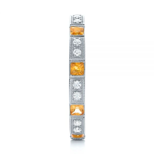 18k White Gold 18k White Gold Diamond And Yellow Sapphire Stackable Eternity Band - Side View -  101896