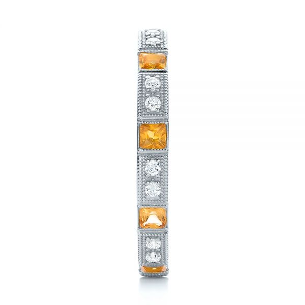 14k White Gold 14k White Gold Diamond And Yellow Sapphire Stackable Eternity Band - Side View - 101896