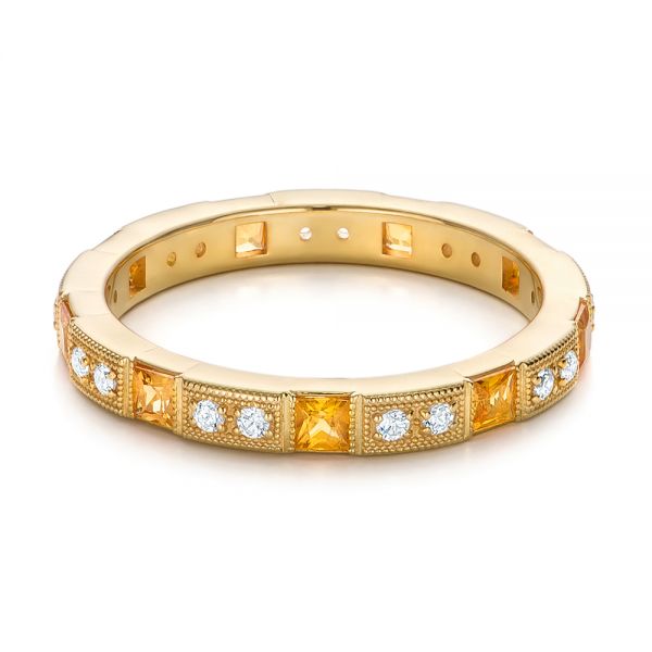 14k Yellow Gold 14k Yellow Gold Diamond And Yellow Sapphire Stackable Eternity Band - Flat View -  101896
