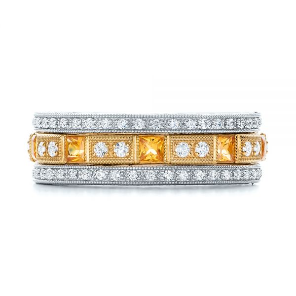 18k Yellow Gold Diamond And Yellow Sapphire Stackable Eternity Band - Front View -  101896