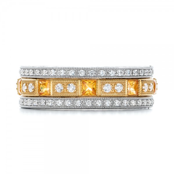 Diamond and Yellow Sapphire Stackable Eternity Band - Top view