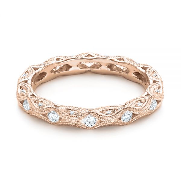 14k Rose Gold 14k Rose Gold Diamond In Filigree Wedding Band - Flat View -  102787