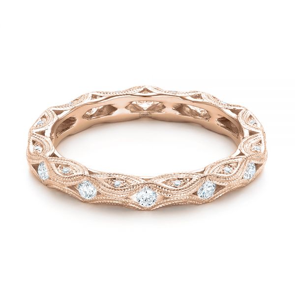 14k Rose Gold 14k Rose Gold Diamond In Filigree Wedding Band - Flat View -  102787