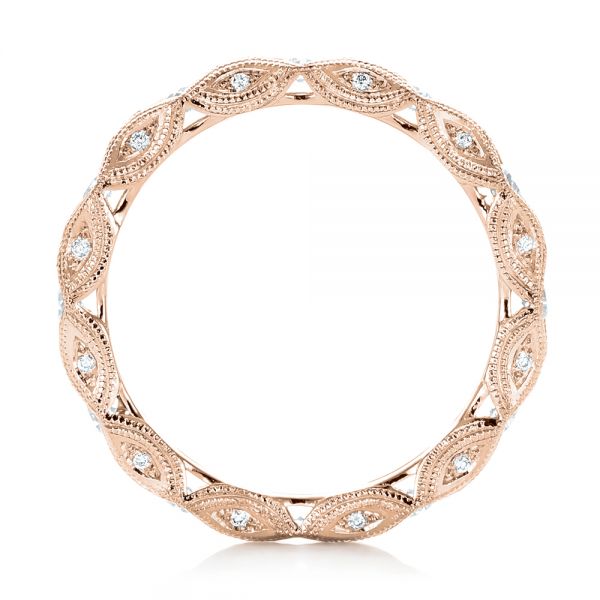 18k Rose Gold 18k Rose Gold Diamond In Filigree Wedding Band - Front View -  102787