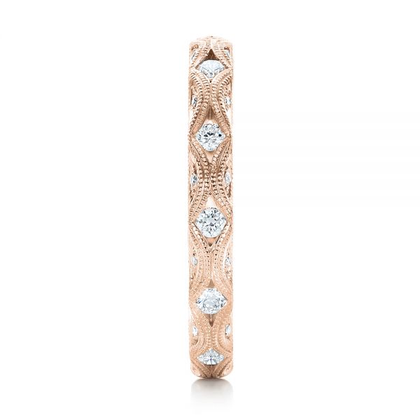 18k Rose Gold 18k Rose Gold Diamond In Filigree Wedding Band - Side View -  102787