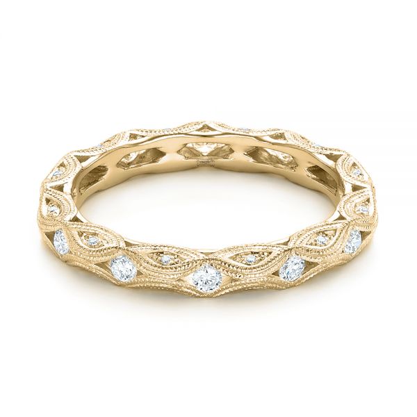 14k Yellow Gold 14k Yellow Gold Diamond In Filigree Wedding Band - Flat View - 102787