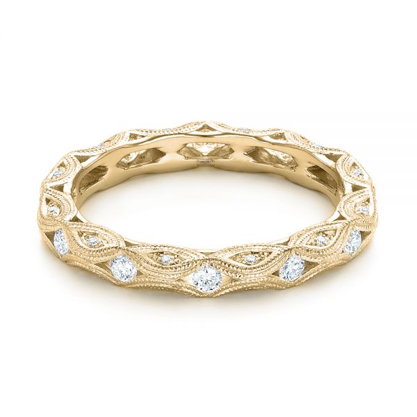 18k Yellow Gold 18k Yellow Gold Diamond In Filigree Wedding Band - Flat View -  102787