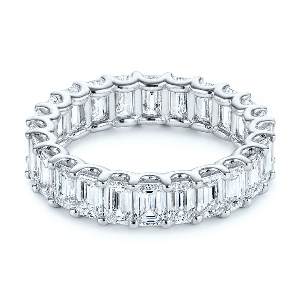 18k White Gold 18k White Gold Emerald Cut Diamond Eternity Wedding Band - Flat View - 105313