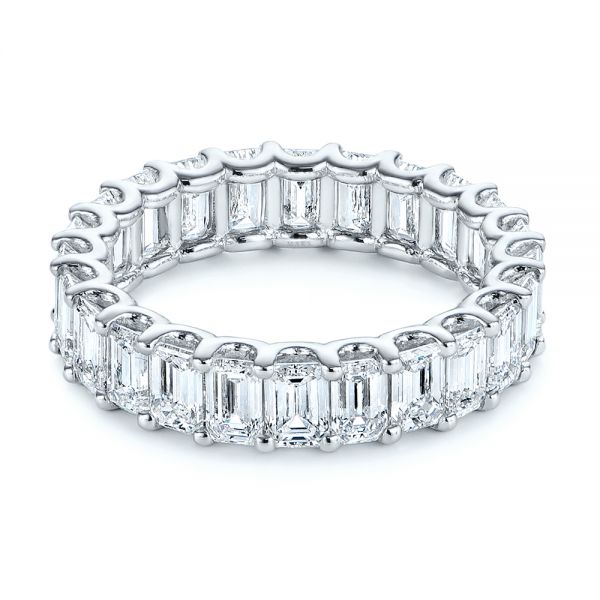 14k White Gold 14k White Gold Emerald Cut Diamond Eternity Wedding Band - Flat View -  105313