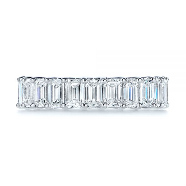 18k White Gold 18k White Gold Emerald Cut Diamond Eternity Wedding Band - Top View - 105313