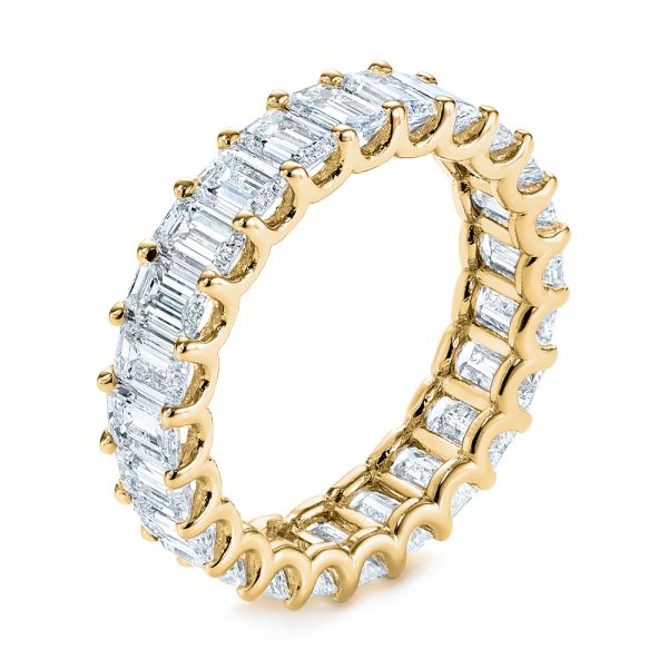 18k Yellow Gold 18k Yellow Gold Emerald Cut Diamond Eternity Wedding Band - Three-Quarter View -  105313