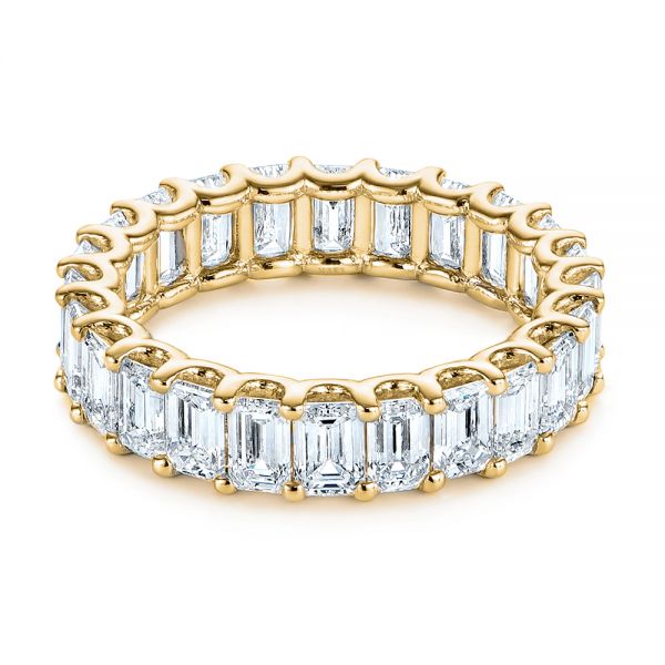 18k Yellow Gold 18k Yellow Gold Emerald Cut Diamond Eternity Wedding Band - Flat View - 105313