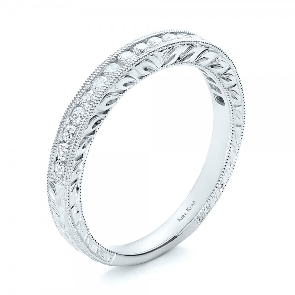 Engraved-Wedding-Band-with-Matching-Engagement-Ring-Kirk-Kara-3Qtr ...