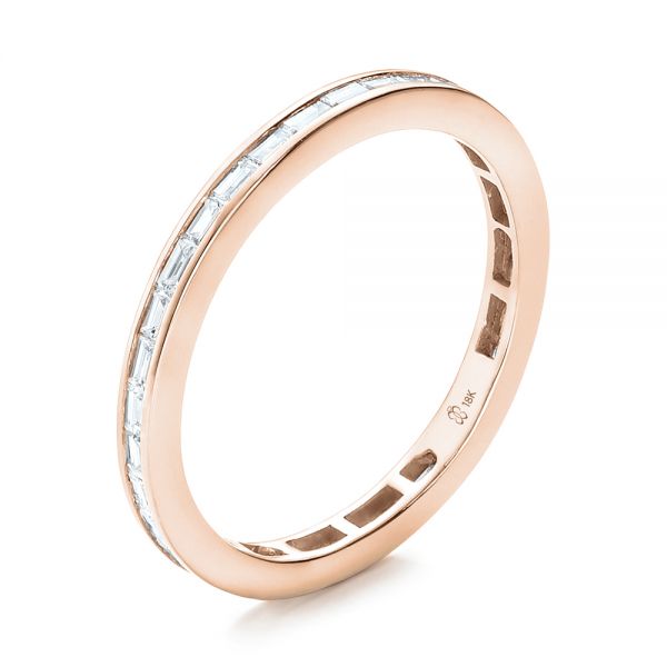 18k Rose Gold 18k Rose Gold Eternity Baguette Diamond Wedding Band - Three-Quarter View -  101868