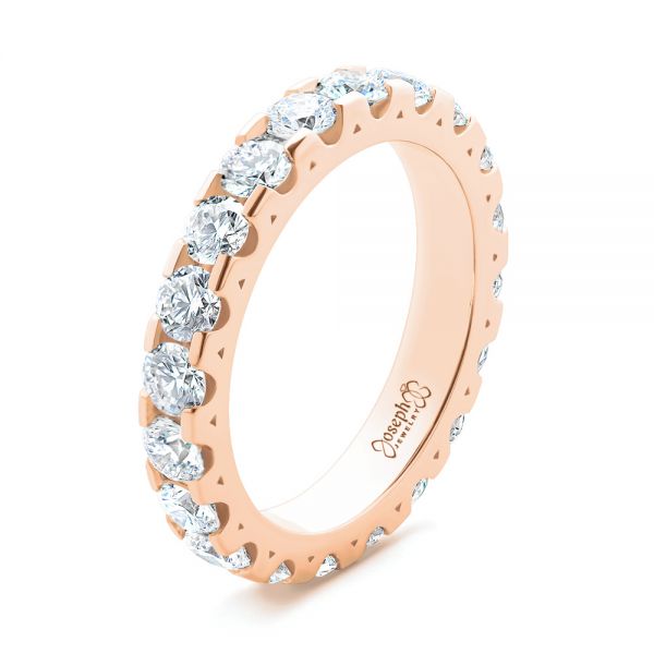 18k Rose Gold 18k Rose Gold Eternity Diamond Wedding Band - Three-Quarter View -  107264