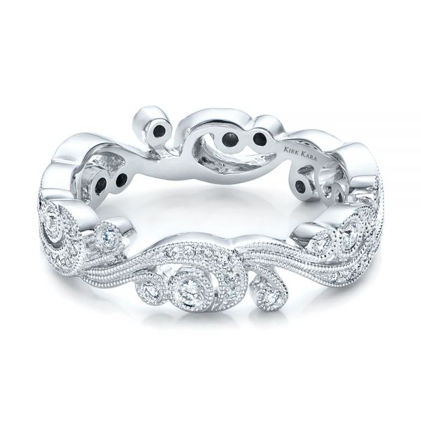 Filigree And Diamond Eternity Wedding Band - Kirk Kara - Flat View -  100891