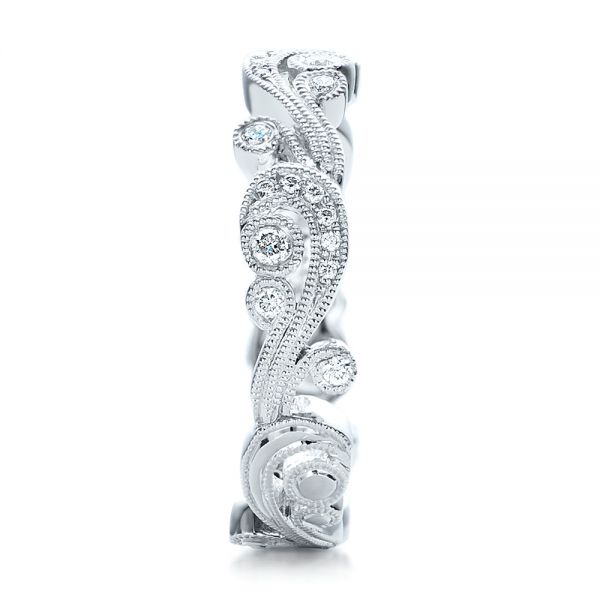 Filigree And Diamond Eternity Wedding Band - Kirk Kara - Side View -  100891