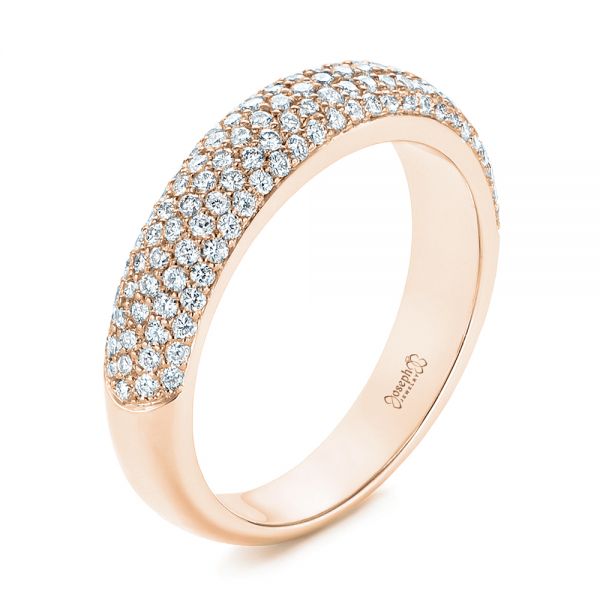 14k Rose Gold 14k Rose Gold Five Row Pave Diamond Wedding Band - Three-Quarter View -  105296