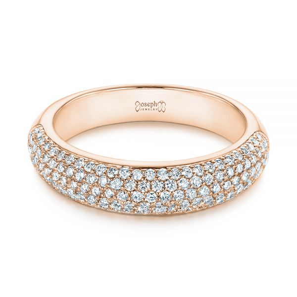 18k Rose Gold 18k Rose Gold Five Row Pave Diamond Wedding Band - Flat View - 105296
